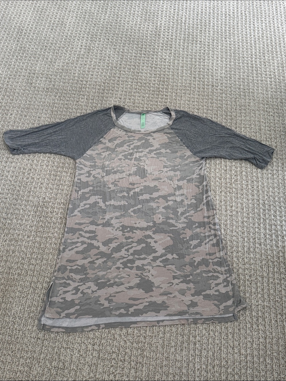 Honeydew, Medium, Intimates Gray Camo Raglan Sleep Tee